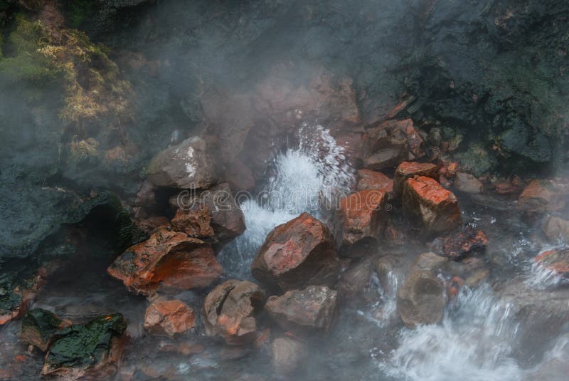 De Deildartunguhver Geothermische Lente, IJsland stock afbeeldingen De Deildartunguhver Geothermische Lente, IJsland stock afbeeldingen