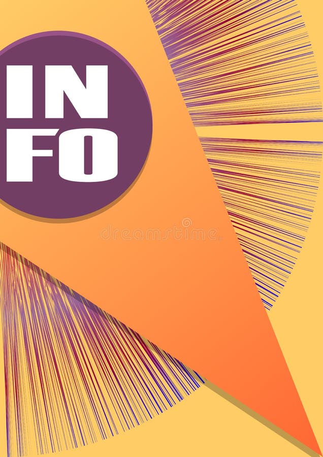De dekking van het informatieboek in geel en oranje ontwerp, purpere stralen en overlappende driehoeksvorm royalty-vrije illustratie De dekking van het informatieboek in geel en oranje ontwerp, purpere stralen en overlappende driehoeksvorm royalty-vrije illustratie