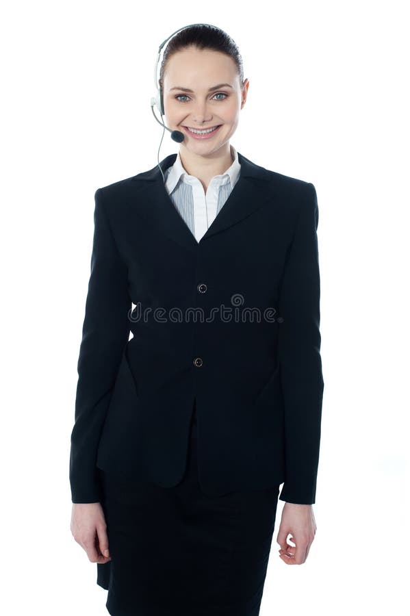 De dienstagent van de klant met hoofdtelefoons stock fotografie De dienstagent van de klant met hoofdtelefoons stock fotografie