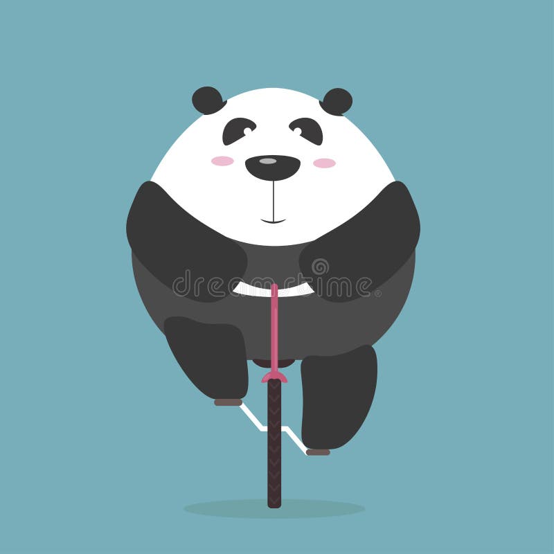 De dikke reuzepanda berijdt voorwaartse fiets royalty-vrije illustratie De dikke reuzepanda berijdt voorwaartse fiets royalty-vrije illustratie