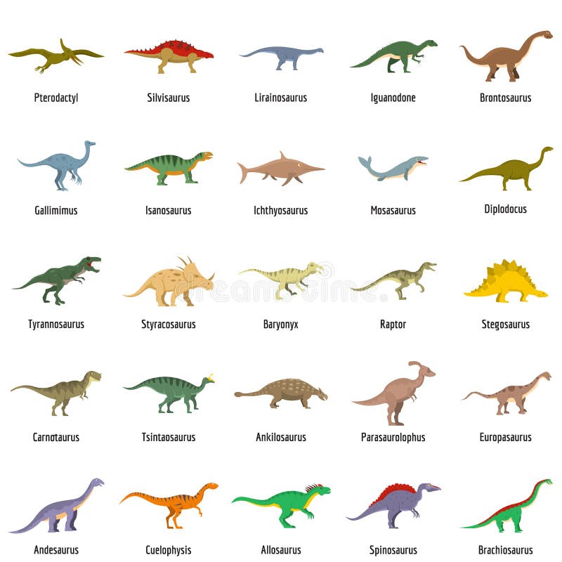 De dinosaurus typt ondertekende naampictogrammen plaatste geïsoleerd