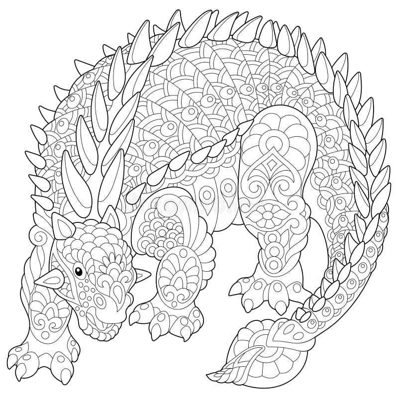 De dinosaurus van Zentangleankylosaurus royalty-vrije illustratie De dinosaurus van Zentangleankylosaurus royalty-vrije illustratie