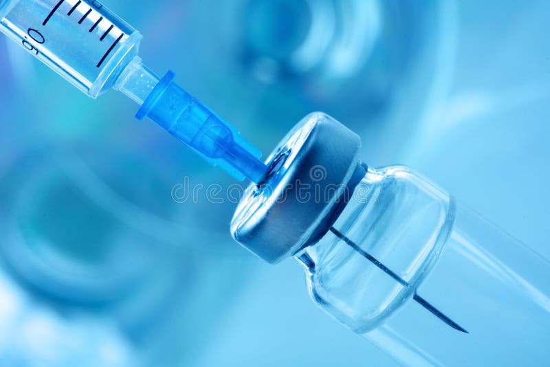 De de dosisgriep van het vaccinflesje schoot de spuit van de drugnaald, de medische onderhuidse injectie van de concepteninenting