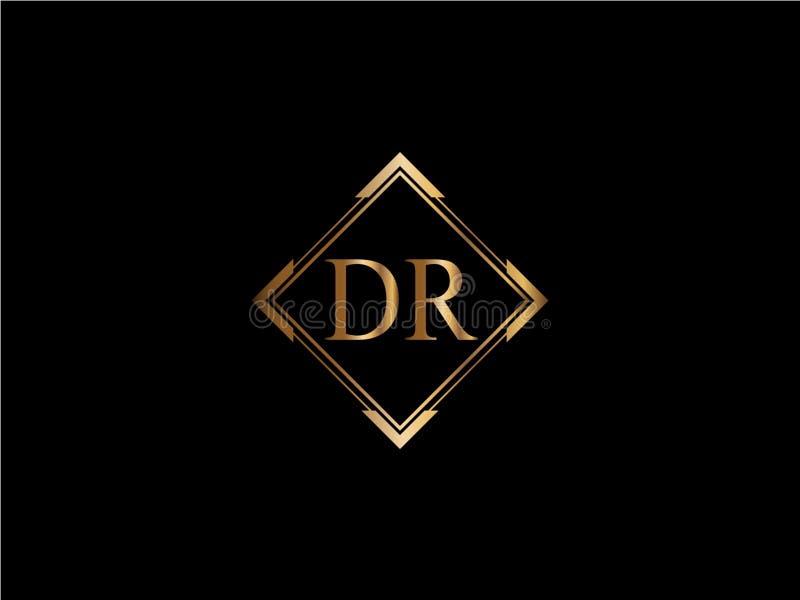 De DR Initial de diamant de forme d'or de couleur logo DesignX plus tard