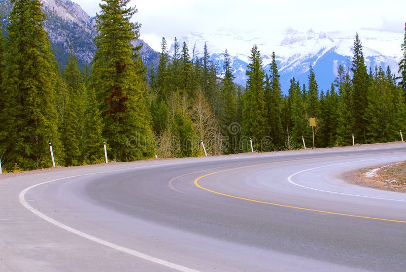 Turn of an empty mountain road in winter. Turn of an empty mountain road in winter