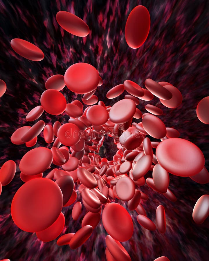 Human blood cells (hemocyte) flowing in vein - Scanning Electron Microscopy stylised. Human blood cells (hemocyte) flowing in vein - Scanning Electron Microscopy stylised