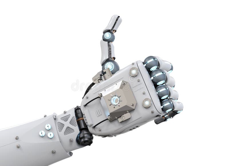 De duim van de robothand omhoog stock afbeeldingen De duim van de robothand omhoog stock afbeeldingen