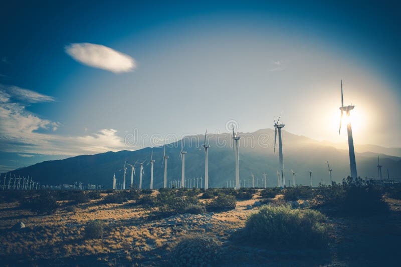 California Renewable Energy. Wind Energy Power Plant. Coachella Valley, United States of America. California Renewable Energy. Wind Energy Power Plant. Coachella Valley, United States of America.