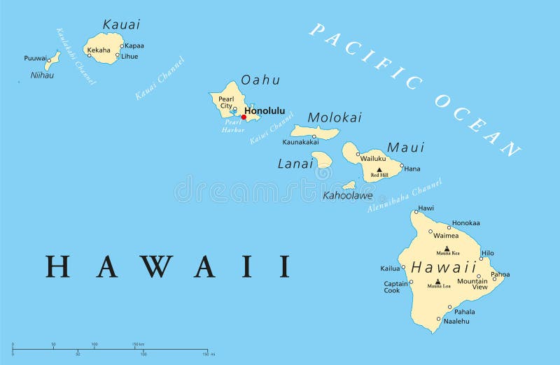 De Eilanden Politieke Kaart van Hawaï