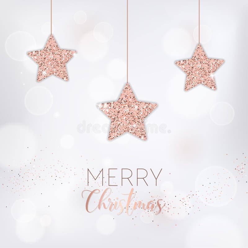De elegante vrolijke Kerstmiskaart met roze goud schittert sterren voor uitnodiging of groeten en nieuwe jaarbrochure 2019 vector illustratie De elegante vrolijke Kerstmiskaart met roze goud schittert sterren voor uitnodiging of groeten en nieuwe jaarbrochure 2019 vector illustratie