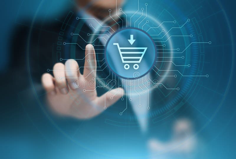 De elektronische handel voegt aan kar het online het winkelen concept van bedrijfstechnologieinternet toe stock fotografie De elektronische handel voegt aan kar het online het winkelen concept van bedrijfstechnologieinternet toe stock fotografie
