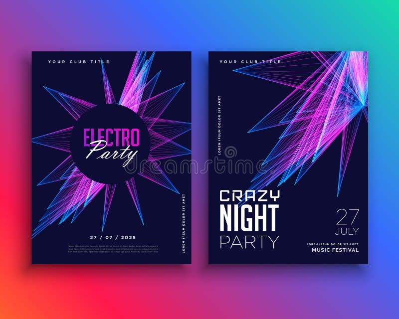 De elektrouitnodiging van het de vliegermalplaatje van de partijmuziek royalty-vrije illustratie De elektrouitnodiging van het de vliegermalplaatje van de partijmuziek royalty-vrije illustratie