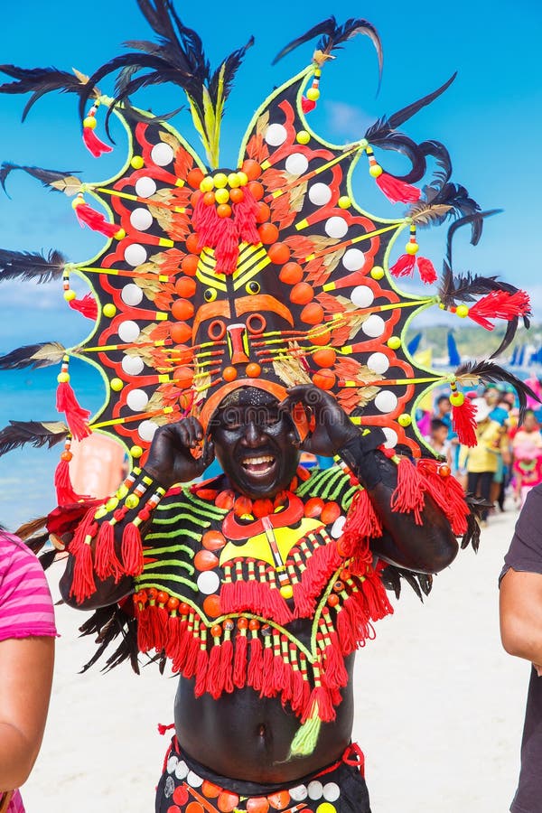 10 de enero de 2016 Boracay, Filipinas Festival ATI-Atihan U fotografía de archivo 10 de enero de 2016 Boracay, Filipinas Festival ATI-Atihan U fotografía de archivo