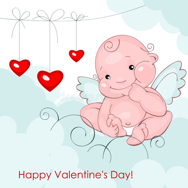 De engel van de baby met drie harten vector illustratie De engel van de baby met drie harten vector illustratie