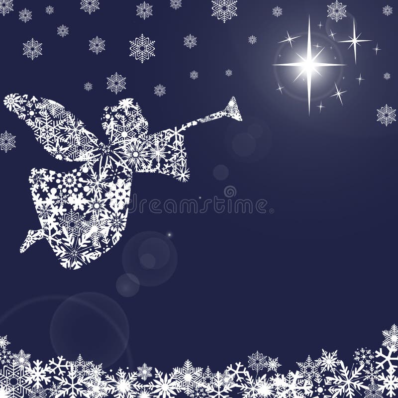 De Engel van Kerstmis met Trompet en Sneeuwvlokken 2 royalty-vrije illustratie De Engel van Kerstmis met Trompet en Sneeuwvlokken 2 royalty-vrije illustratie