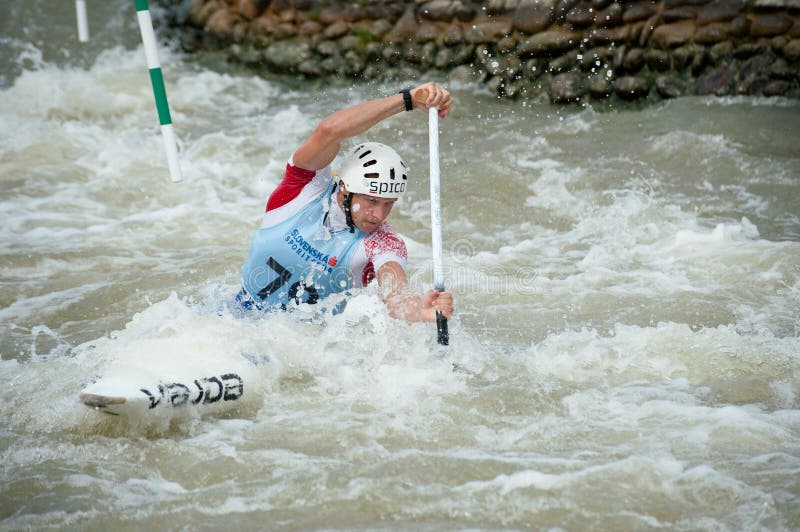 De Europese Kampioenschappen van de Slalom van de Kano, Cunovo (SVK) royalty-vrije stock afbeelding De Europese Kampioenschappen van de Slalom van de Kano, Cunovo (SVK) royalty-vrije stock afbeelding