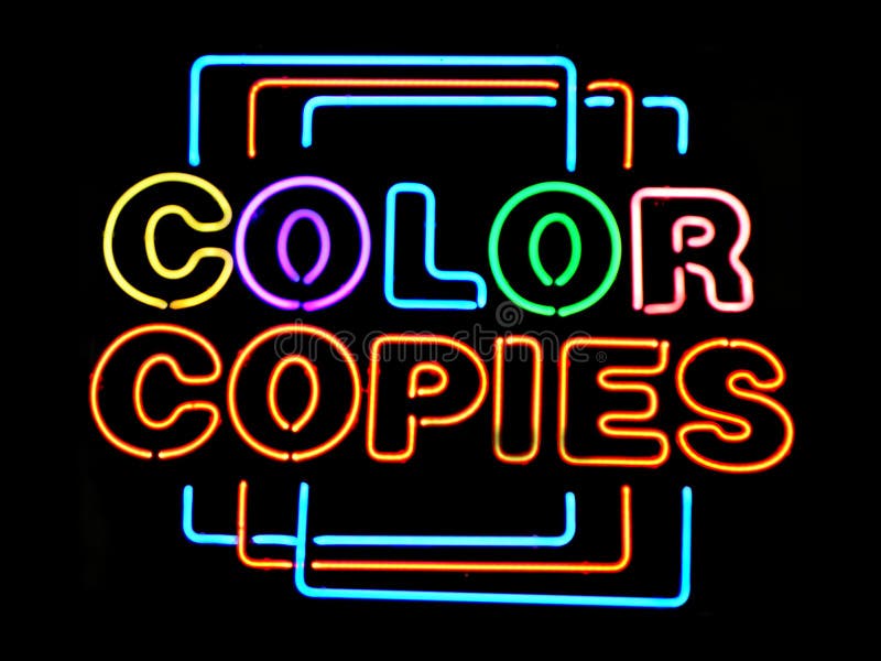 Color Copies neon sign. Color Copies neon sign