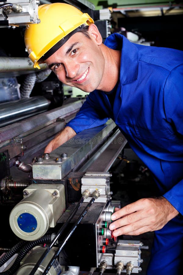 De exploitant van de machine op het werk royalty-vrije stock foto De exploitant van de machine op het werk royalty-vrije stock foto