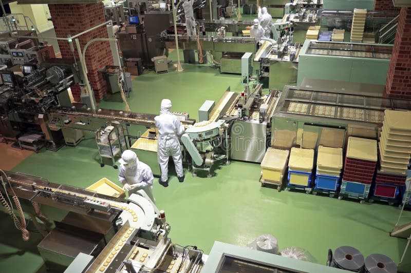 De fabriek van de banketbakkerij op productiekoekje stock foto De fabriek van de banketbakkerij op productiekoekje stock foto