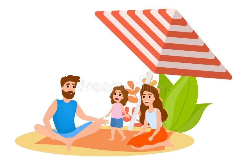 De familie ontspant op het strand Vader, moeder vector illustratie De familie ontspant op het strand Vader, moeder vector illustratie