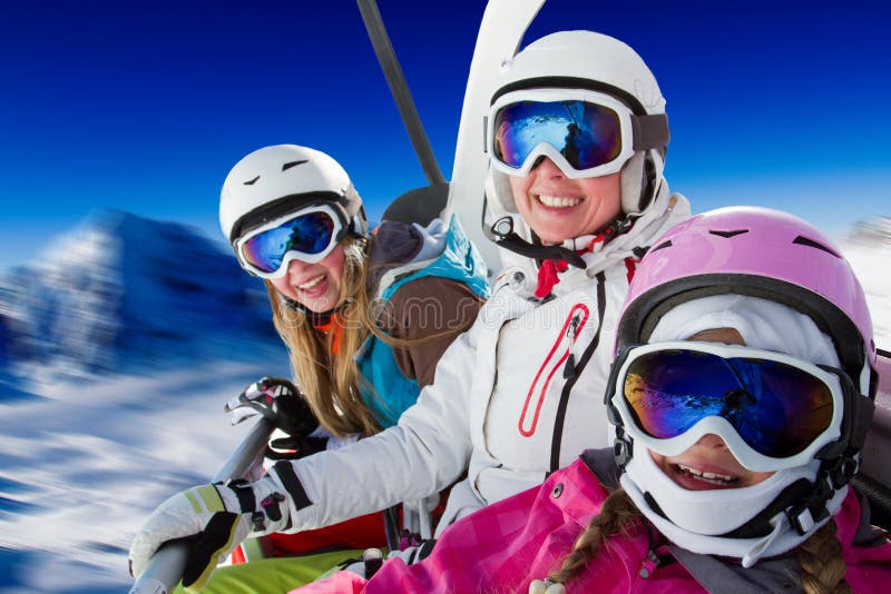 De familie van de ski