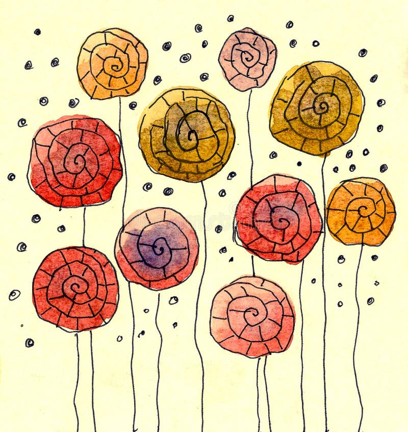 De fantasiebloem van de waterverf royalty-vrije illustratie De fantasiebloem van de waterverf royalty-vrije illustratie