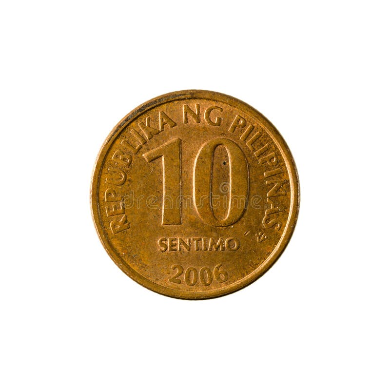 10 de Filippijnse obvers van het sentimomuntstuk 2006 stock fotografie 10 de Filippijnse obvers van het sentimomuntstuk 2006 stock fotografie