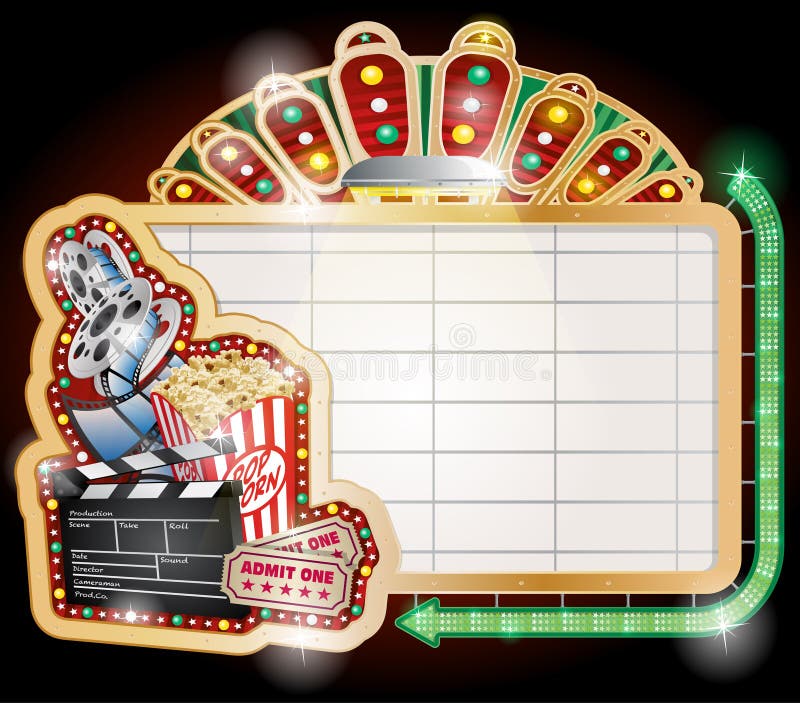 De film themed teken met pijl vector illustratie De film themed teken met pijl vector illustratie