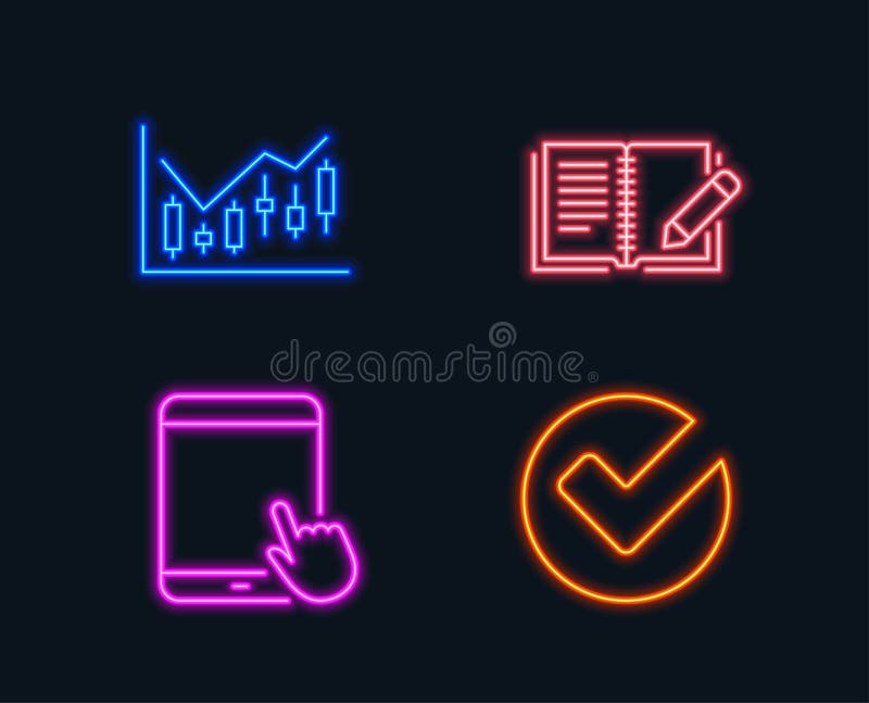 De financiële diagram, Terugkoppelings en Tabletpictogrammen van PC Verifieer teken stock illustratie De financiële diagram, Terugkoppelings en Tabletpictogrammen van PC Verifieer teken stock illustratie