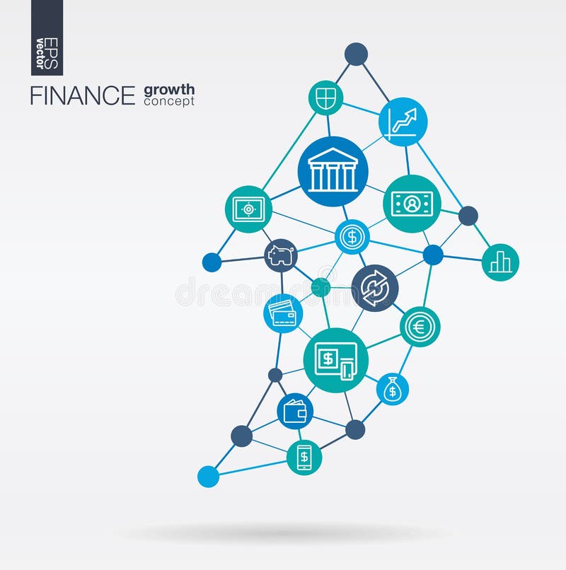 De financiën integreerden dunne lijnpictogrammen De groei, de vooruitgang en het succes van de grafiekgrafiek in pijl op vorm Dig royalty-vrije illustratie De financiën integreerden dunne lijnpictogrammen De groei, de vooruitgang en het succes van de grafiekgrafiek in pijl op vorm Dig royalty-vrije illustratie