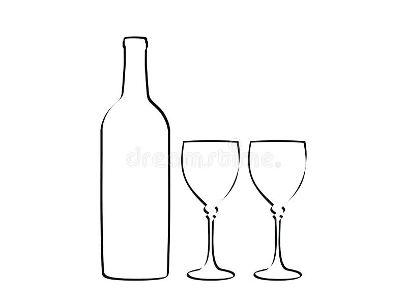 De fles van de wijn en glas twee