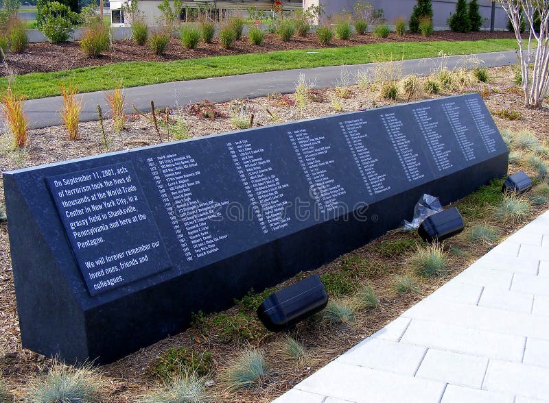 A wall of remembrance keeps the names of the 184 souls alive who were lost at the Pentagon on American Airlines Flight 11 on September 11th, 2001. Arlington, VA, USA September 20th, 2008. A wall of remembrance keeps the names of the 184 souls alive who were lost at the Pentagon on American Airlines Flight 11 on September 11th, 2001. Arlington, VA, USA September 20th, 2008