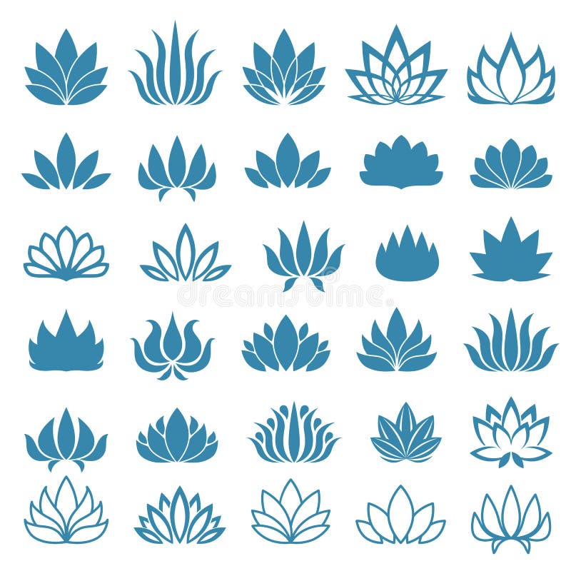 De geassorteerde geplaatste pictogrammen van Lotus bloem