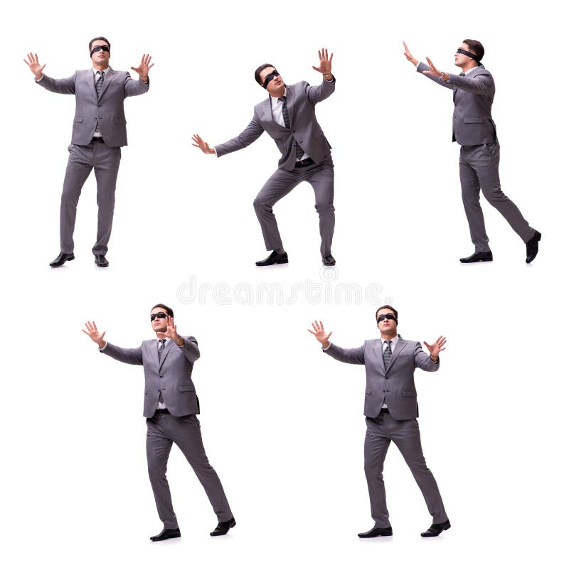 De geblinddochte die zakenman op wit wordt geïsoleerd stock fotografie De geblinddochte die zakenman op wit wordt geïsoleerd stock fotografie