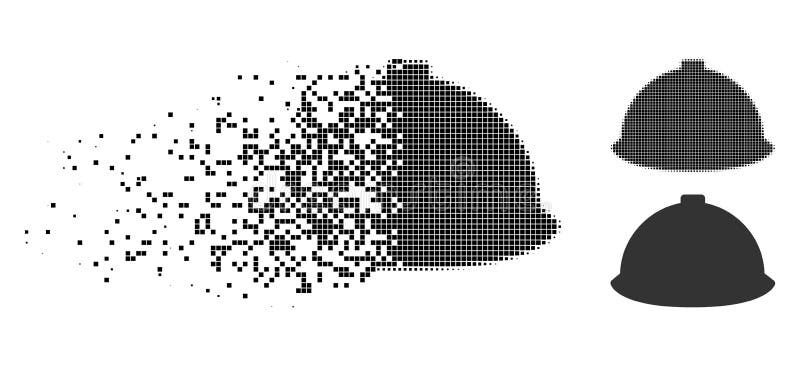 De gebroken Halftone Bouwer Helmet Icon van Pixelated stock illustratie