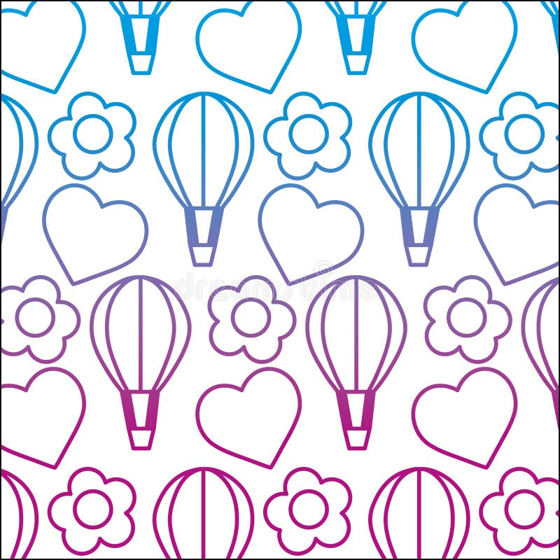 De gedegradeerde ballon van de lijnlucht met hart en bloemachtergrond royalty-vrije illustratie De gedegradeerde ballon van de lijnlucht met hart en bloemachtergrond royalty-vrije illustratie