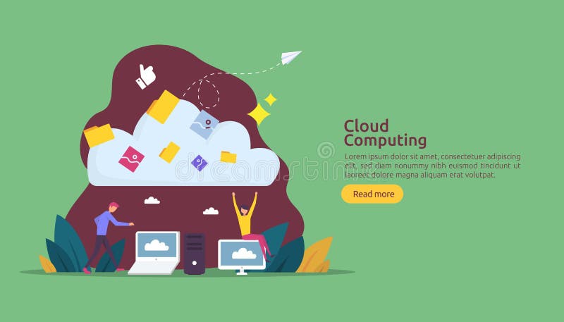 De gegevensverwerkingsconcept van de wolk E vector illustratie De gegevensverwerkingsconcept van de wolk E vector illustratie