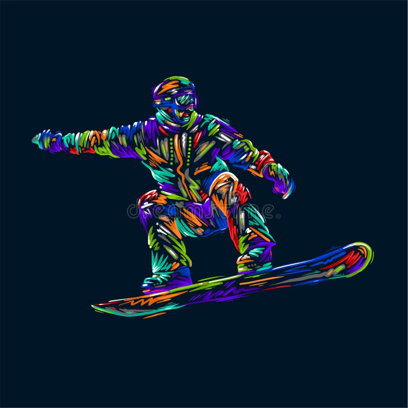De gekleurde schets van de handtekening snowboarder op een grungeachtergrond Vector het ontwerpart. van de illustratie snowboard stock illustratie De gekleurde schets van de handtekening snowboarder op een grungeachtergrond Vector het ontwerpart. van de illustratie snowboard stock illustratie