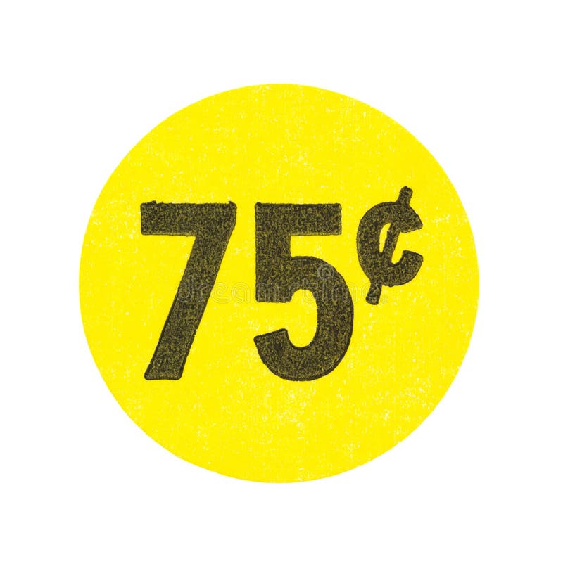 De gele sticker van de vijfenzeventig centgarage sale royalty-vrije stock foto De gele sticker van de vijfenzeventig centgarage sale royalty-vrije stock foto