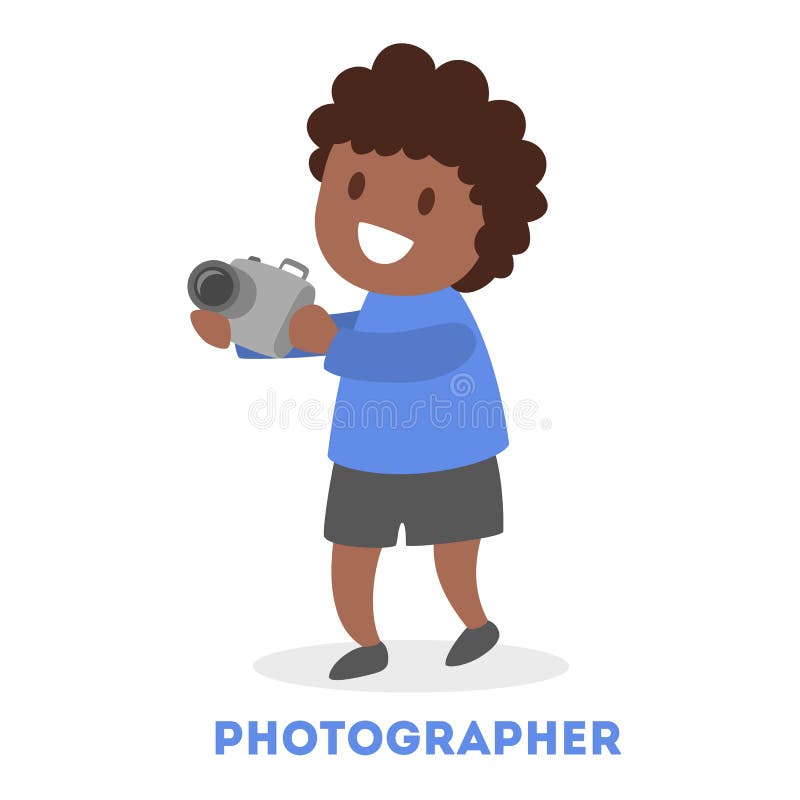 De gelukkige camera van de kindholding Fotografiehobby weinig vector illustratie De gelukkige camera van de kindholding Fotografiehobby weinig vector illustratie