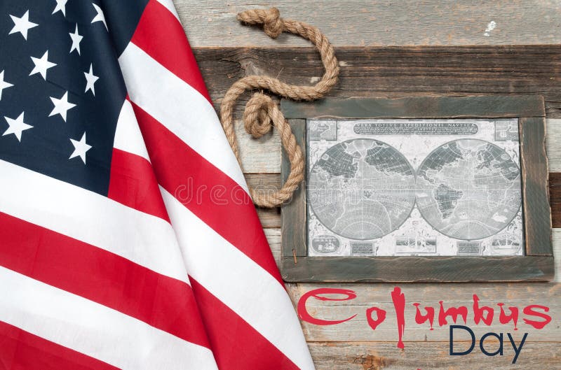 De gelukkige dag van Columbus Ons markeren Kaart van het Amerikaanse continent royalty-vrije stock fotografie De gelukkige dag van Columbus Ons markeren Kaart van het Amerikaanse continent royalty-vrije stock fotografie