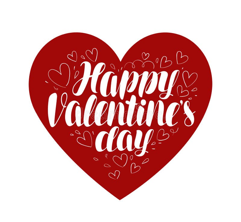 De gelukkige Dag van de Valentijnskaart `s Hart, liefdesymbool Typografisch ontwerp, van letters voorziende vectorillustratie stock illustratie De gelukkige Dag van de Valentijnskaart `s Hart, liefdesymbool Typografisch ontwerp, van letters voorziende vectorillustratie stock illustratie