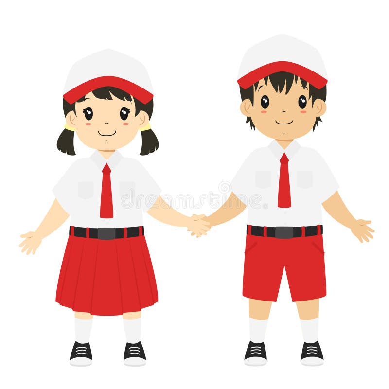 De gelukkige Indonesische Vector van het Studentenbeeldverhaal royalty-vrije illustratie De gelukkige Indonesische Vector van het Studentenbeeldverhaal royalty-vrije illustratie