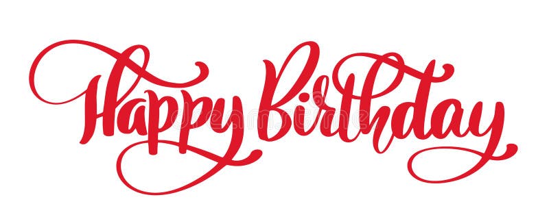 De gelukkige uitdrukking van de Verjaardagshand getrokken tekst Kalligrafie het van letters voorzien woord grafische, uitstekende