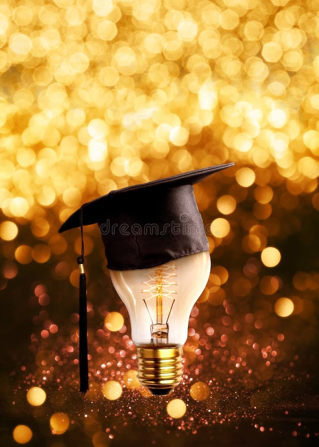 de gelukwensengediplomeerden GLB op een lampbol met schitteren lichten royalty-vrije stock foto de gelukwensengediplomeerden GLB op een lampbol met schitteren lichten royalty-vrije stock foto