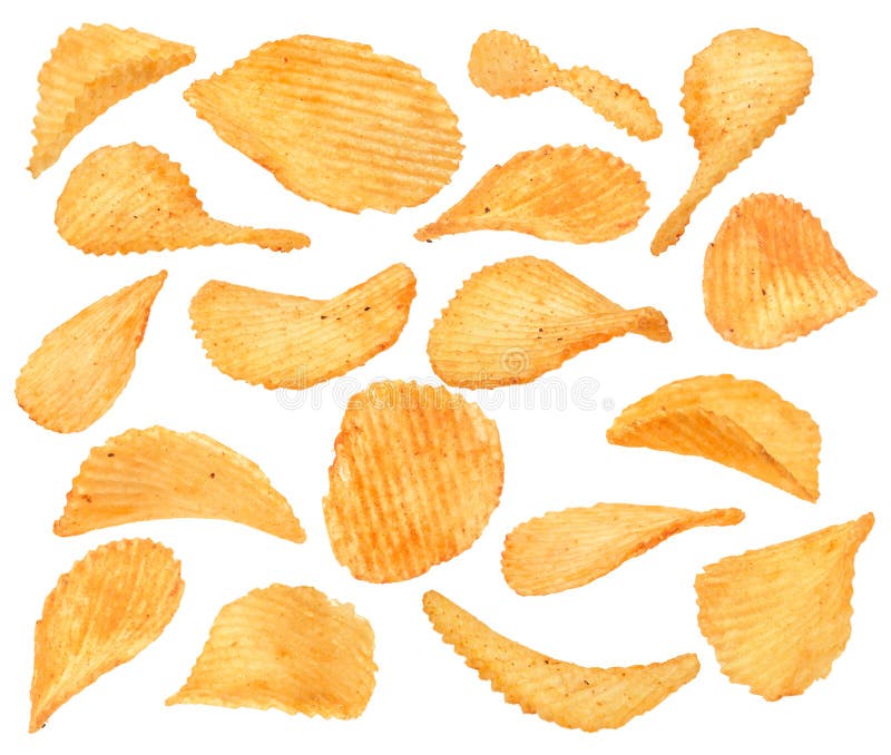 De geribbelde inzameling van de aardappelssnack met peper royalty-vrije stock afbeeldingen De geribbelde inzameling van de aardappelssnack met peper royalty-vrije stock afbeeldingen