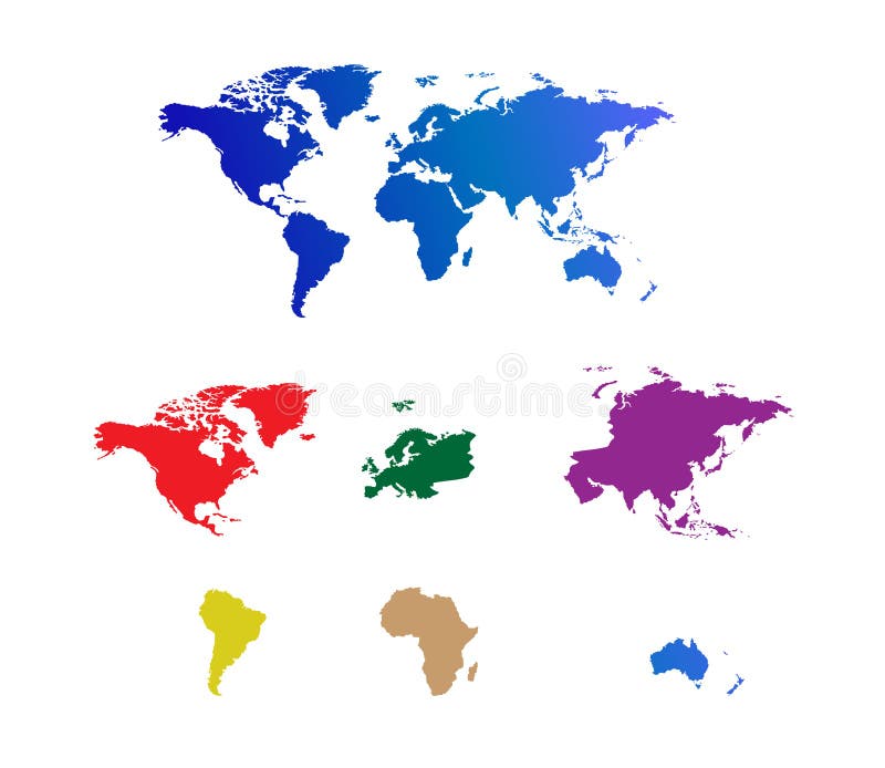 De gescheiden continenten van de wereld kaart