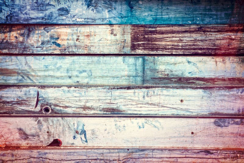 Painted old metal background looks like wood - Vintage Colors - Blue, White, Brown, Yellow, Magenta. Painted old metal background looks like wood - Vintage Colors - Blue, White, Brown, Yellow, Magenta