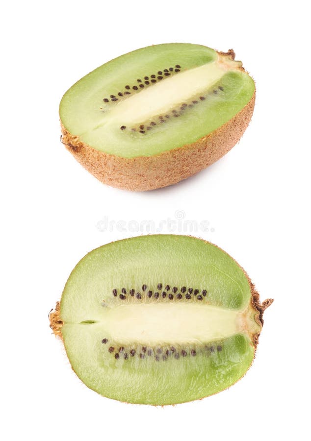 De gesneden helft van een geïsoleerde kiwifruit stock foto De gesneden helft van een geïsoleerde kiwifruit stock foto