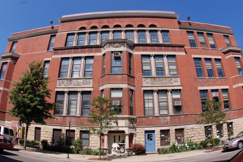 De Gesubsidieerde lage school van Nettelhost in Chicago royalty-vrije stock foto's De Gesubsidieerde lage school van Nettelhost in Chicago royalty-vrije stock foto's